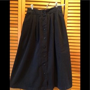 Black, button down, cotton skirt